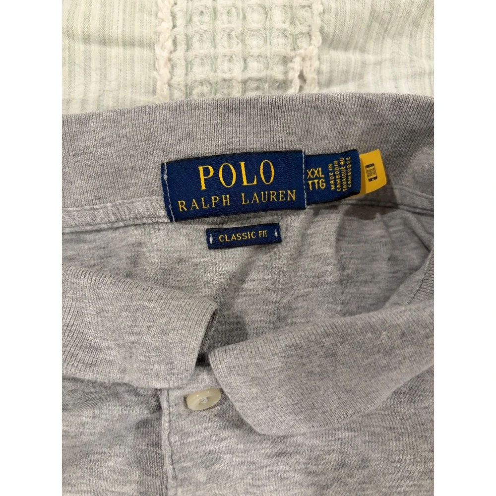 Polo Ralph Lauren Mens XXL Classic Fit Heather Gray Cotton Polo Shirt